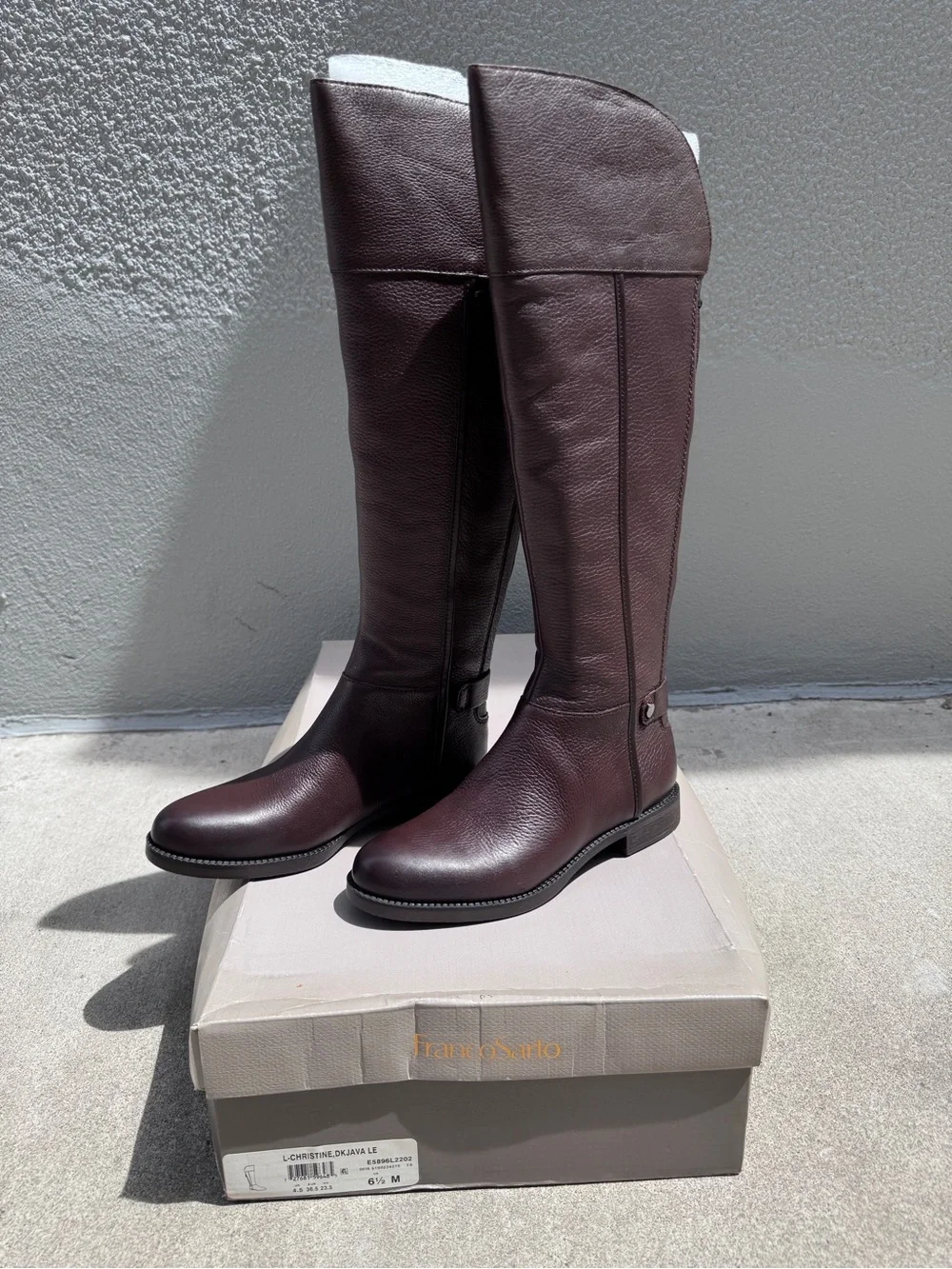 Brand New Franco Sarto Christine Leather Riding Boots - Dark Java - Size 6.5M
